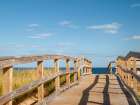 USA, Massachusetts, Newburyport. Parker River NWR, Boardwalk over dunes on Plum Island Art Print